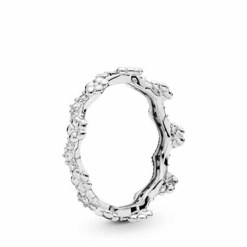 Pandora Flower Crown Stackable Ring Ireland - Sterling Silver/Cubic Zirconia - 672593KOE